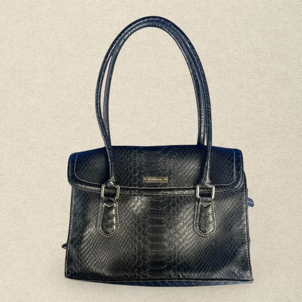 Liz Claiborne Faux Snakeskin Purse Black